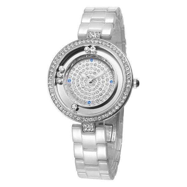 

wristwatches 2021 fashion luxury crystal rhinestone ladies watch ceramic strap waterproof quartz gift relogio feminino, Slivery;brown