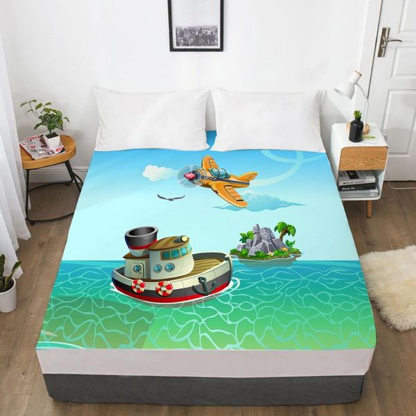

sheets & sets car cartoon kids elastic fitted sheet bed with an band 150x200 mattress cover for children baby ocean