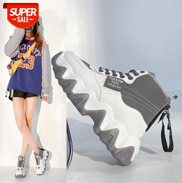 

amano daddy shoes women plus velvet warm snow cotton ins tide high-sneakers #ur45