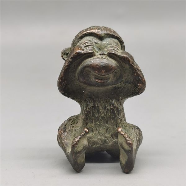 

chinese old bronze statue buddha of pure copper monkey statue, Brown