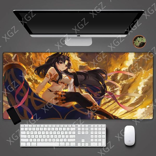 

mouse pads & wrist rests xgz yellow background long-haired girl anime pad game room accessories keyboard mat computer decoration desk carpet