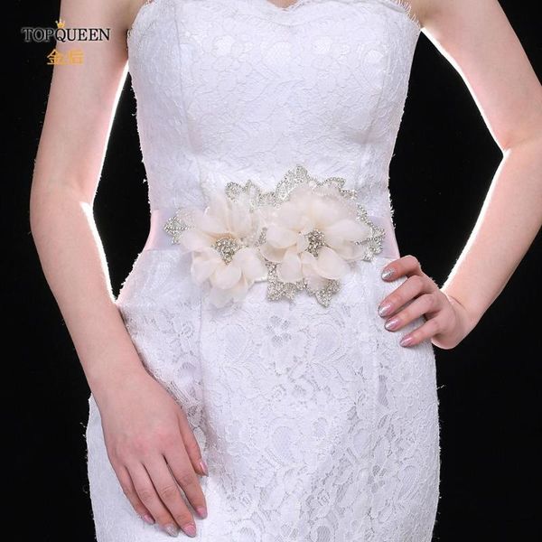 

wedding sashes ueen s494 flower belt maternity dress rhinestone belts blue luxury woman long party for prom, White