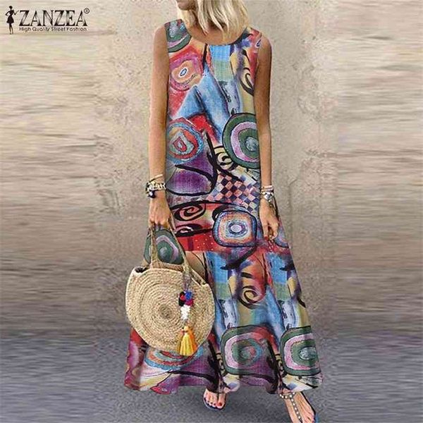 

zanzea summer dress women bohemian sleeveless floral printed sundress robe vintage kaftan beach vestido femme sarafans plus size, Black;gray