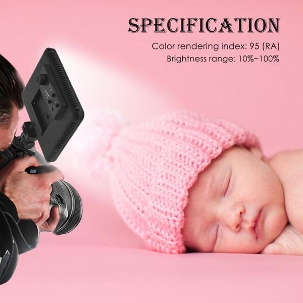 

camera lcd display dimmable studio led video light lamp panel 3300k-5600k 12w portable compact design with remote control flash heads