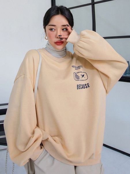 

dazy slogan graphic drop shoulder thermal oversized pullover without tee x1yc#, White;black