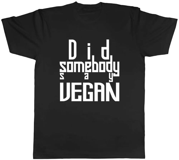 

did somebody say vegan mens t-shirt tee, White;black