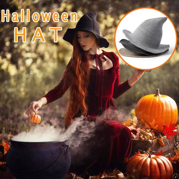 

stingy brim hats 1pcs modern women halloween witch hat woolen lady made from fashionable sheep wool dress-up festival party, Blue;gray