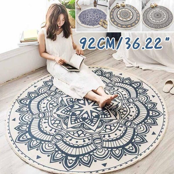 

carpets round rug bohemian pattern bedroom bedside bathroom computer chair anti-slip mat floor romantic home decoration