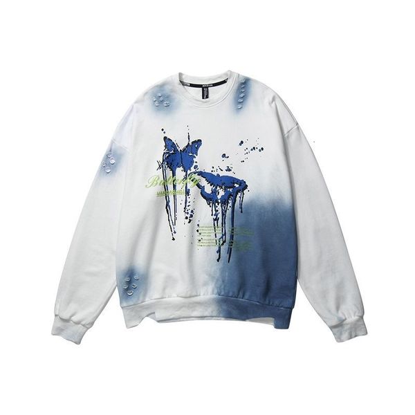 

men's hoodies & sweatshirts male hooded hip hop sweatshirt, butterfly, loose streetwear, long sleeve, harajuku pullover, hooded, cotton, Black
