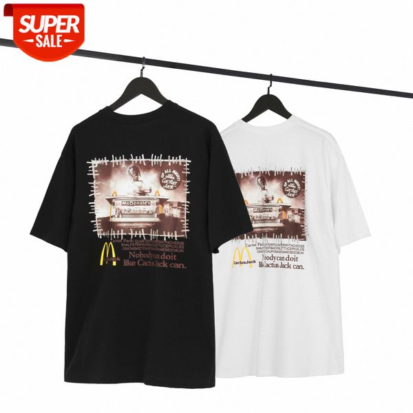 

travis scott x mcdonald mcdonald's oversize hip-hop high street joint short-sleeved t-shirt #nr0t, White;black