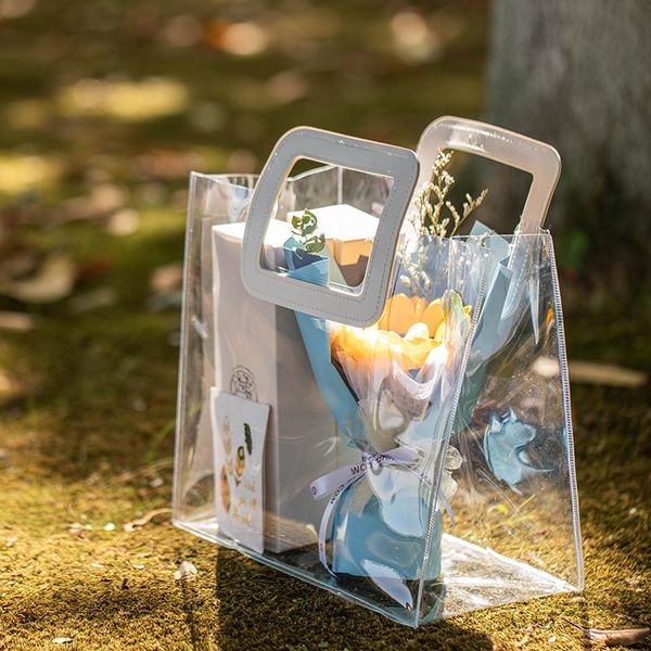 

5pcs pvc transparent gift bag perfume cosmetic packaging bags wedding birthday baby shower flower bolsitas de papel wrap