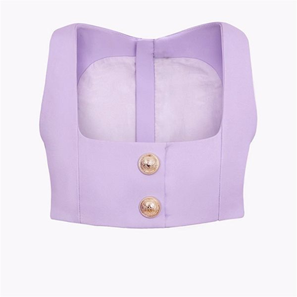 

high street est designer women's square collar lion buttons crop camis 210521, White