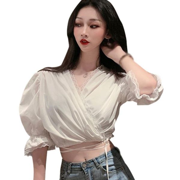 

women's blouses & shirts lace blouse french style half sleeve shirt women fashion black white summer clothing