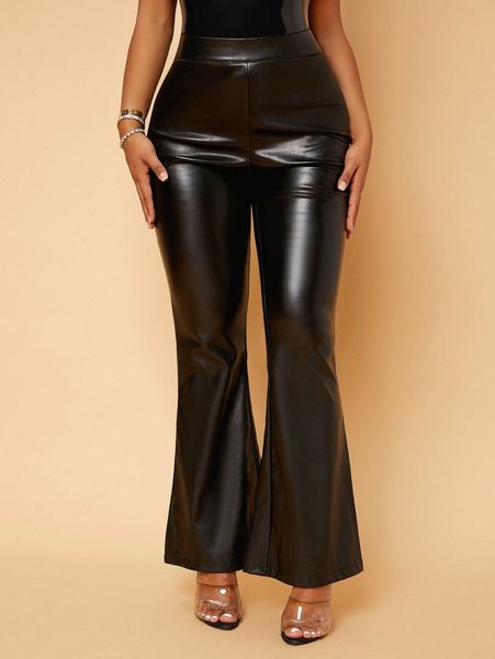 

high waist flare leg patent pants d6iq#, Black;white