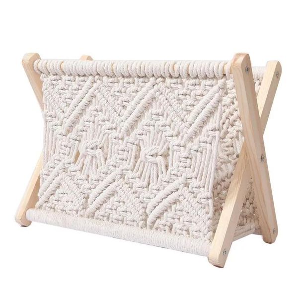 

nordic cotton woven storage basket boho macrame magazine rack deskbook shelf po prop baskets