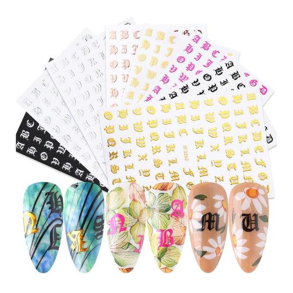 

nail art kits 8pcs 3d gothic cool alphabet adhesive slider stickers manicure decor