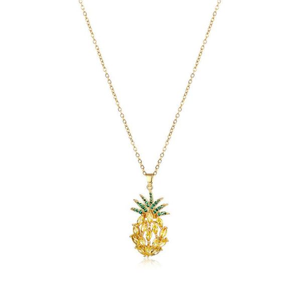 

pendant necklaces fashion jewellery pineapple female titanium steel sweet clavicle zircon jewelry creative for women, Silver