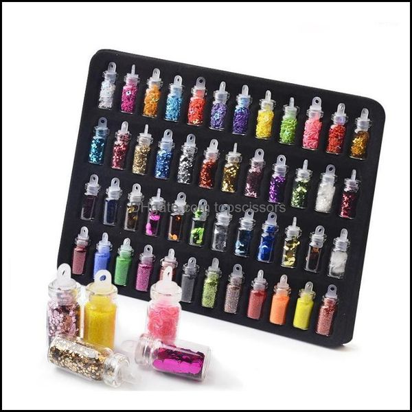 Salon Health Beautybottles/Set Nail Art Strasssteine Pailletten Glitzer Gold Puderspitzen Dekorationswerkzeug Gelaufkleber Gemischtes Design Kofferset1 D