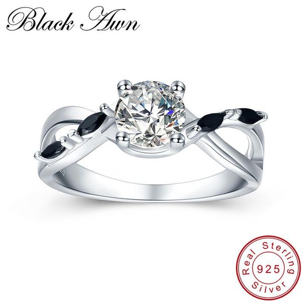 

cluster rings [black awn] noble 925 sterling silver fine jewelry trendy wedding for women engagement bague size 6 7 8 c417, Golden;silver