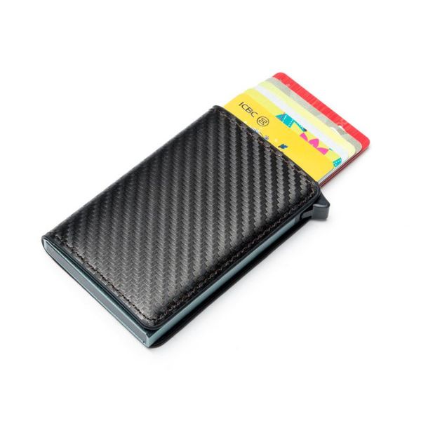 

card holders spot carbon fiber rfid aluminum alloy case anti theft automatic bag fashion business holder custom, Brown;gray