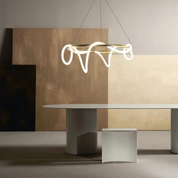 

pendant lamps modern minimalist line living room dining lamp musical note led chandelier creative bedroom hanging