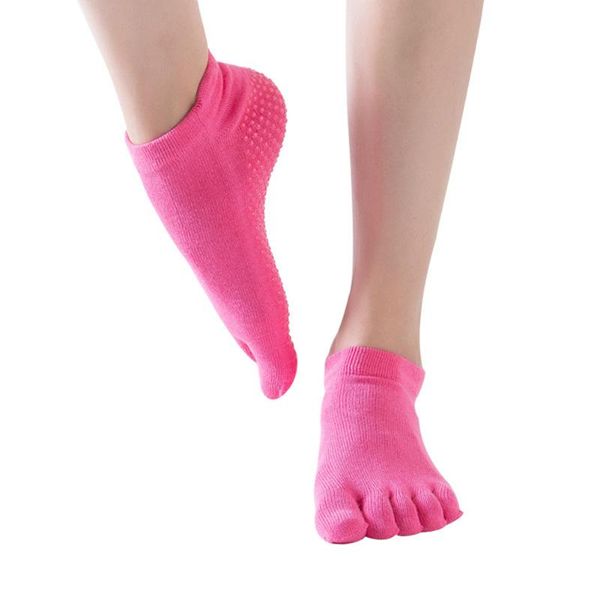 

sports socks 1 pair non slip outdoor dance soft cotton five fingers ballet breathable women yoga ankle grip solid exercise gym, Black