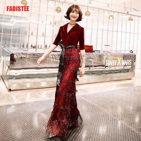 

evening dresses fadistee arrival mermaid long dress prom party formal vestido novia boho burgundy gown, Black;red