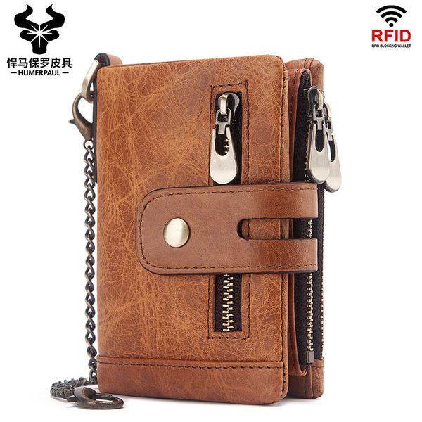 

multifunctional men's wallet leather zipper buckle handbag, Red;black