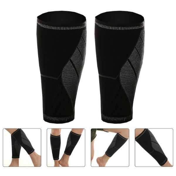 

elbow & knee pads 2pcs plus lower leg sleeve brace useful sports pad (black), Black;gray