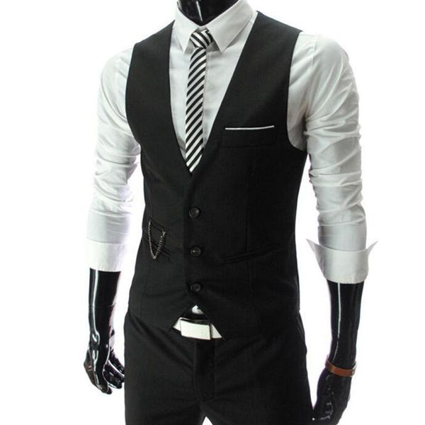 

men's vests 2021 arrival dress for men slim fit mens suit vest male waistcoat gilet homme casual sleeveless formal business jacket, Black;white