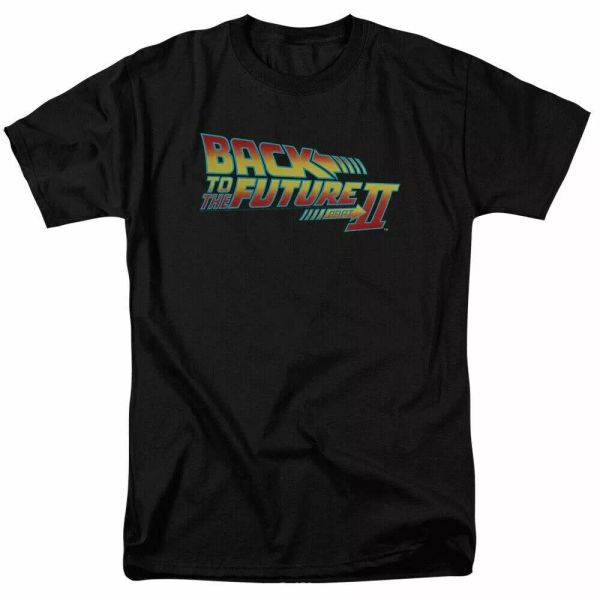 

back to the future ii logo t shirt mens licensed retro movie tee black, White;black