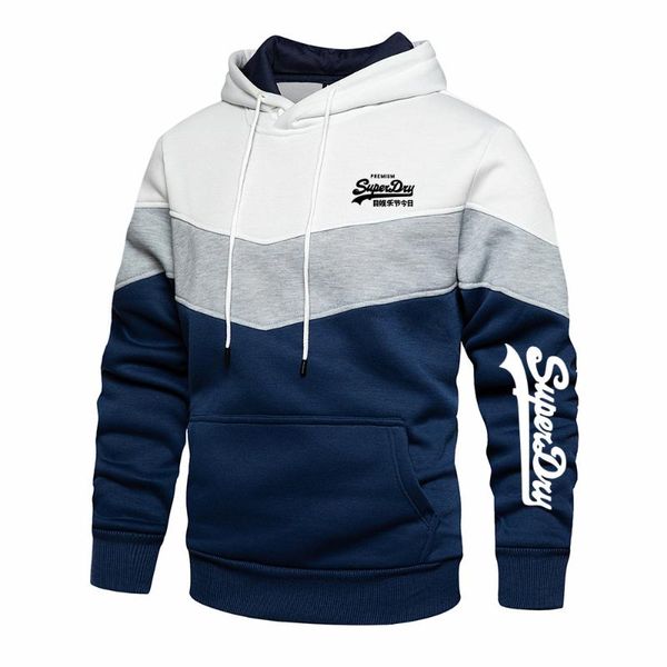 

men's hoodies & sweatshirts fashion hoody men patchwork printed casual loose sportswear hip hop streetwear plus fleece warm s-5xl, Black