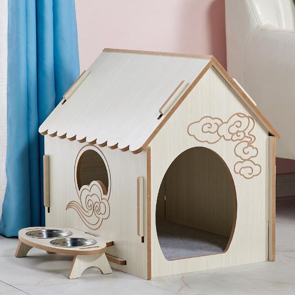 

cat beds & furniture wooden house small and medium-sized pet dog hammock summer winter litter mat bed