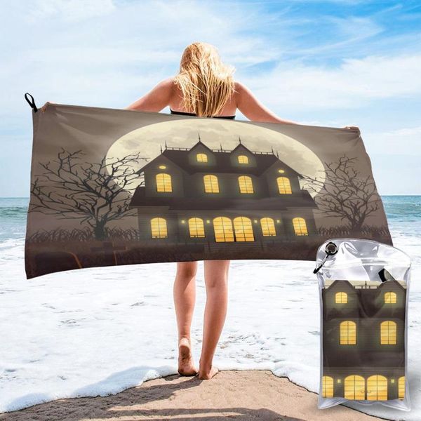 

towel bath halloween haunted house quick dry large thin absorbent soft for home travel camping swimming beach sport