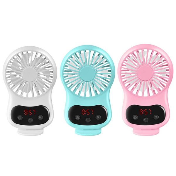 

electric fans usb time display handheld rechargeable desktravel portable mini fan