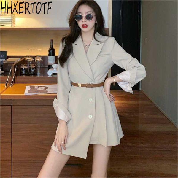 

spring fashion temperament women long sleeve v collar pleated irregular loose dress 210531, Black;gray