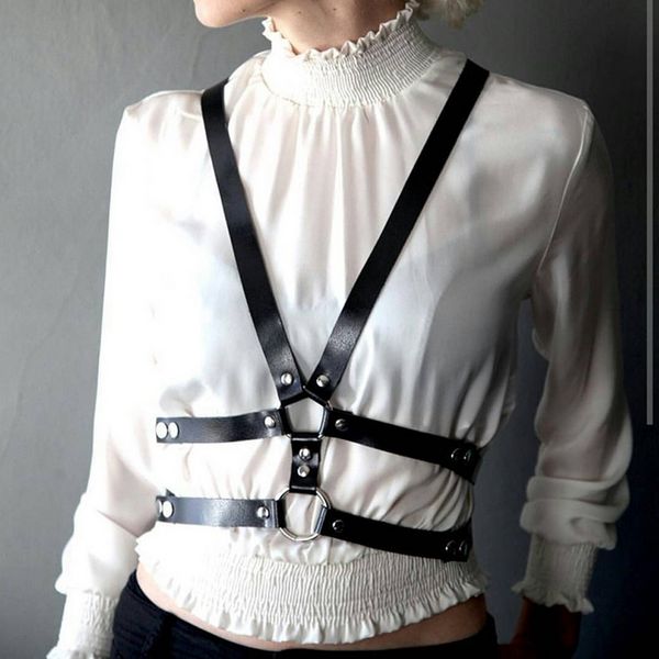 

body chest harness women harness goth garter sword belt leather lingerie costume suspender punk erotic bdsm bondage, Black;white