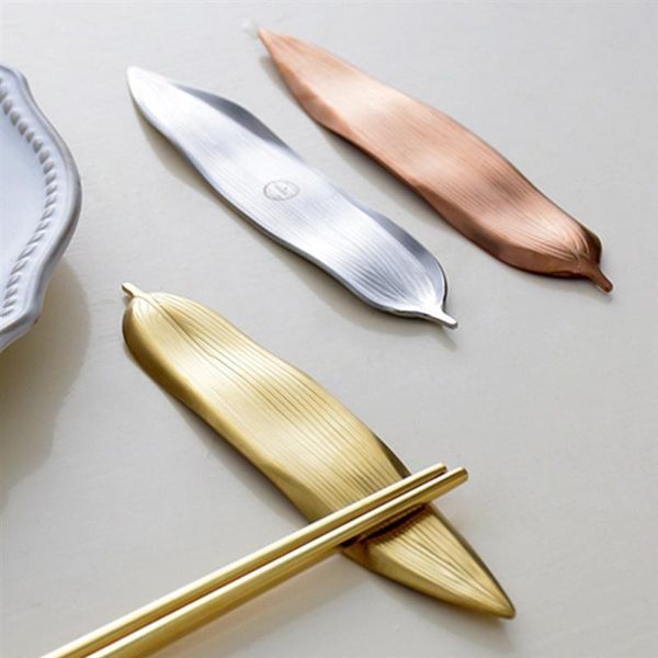 

chopsticks creative stainless steel leaf shape holder stand rest rack