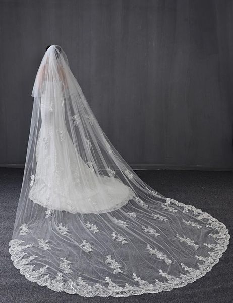 

bridal veils two tiers lace cathedral wedding white ivory vintage, Black