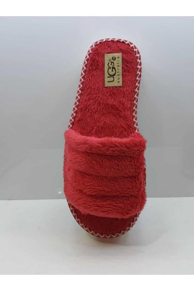 

women's red home intra- shaggy eva sole inside slippers, Black