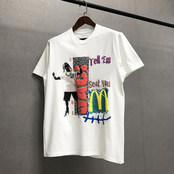 

travis scott t-shirt ts mcdonald's joint high street loose short-sleeved trend foam printing spoof hip-hop men s clothing, White;black