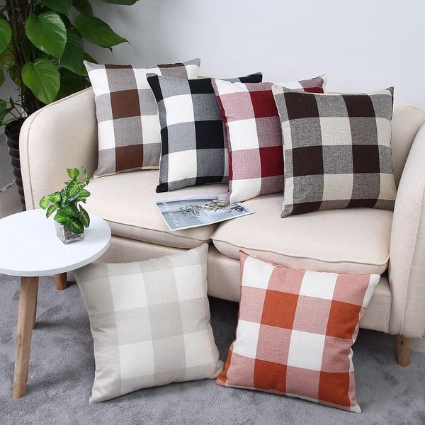 

cushion/decorative pillow linen simplicity check comfortable cover cushion outside covers