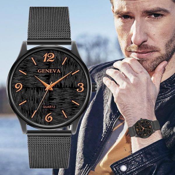

wristwatches fashion cool unique digital literal multi layer dial men quartz mesh belt watch #a, Slivery;brown