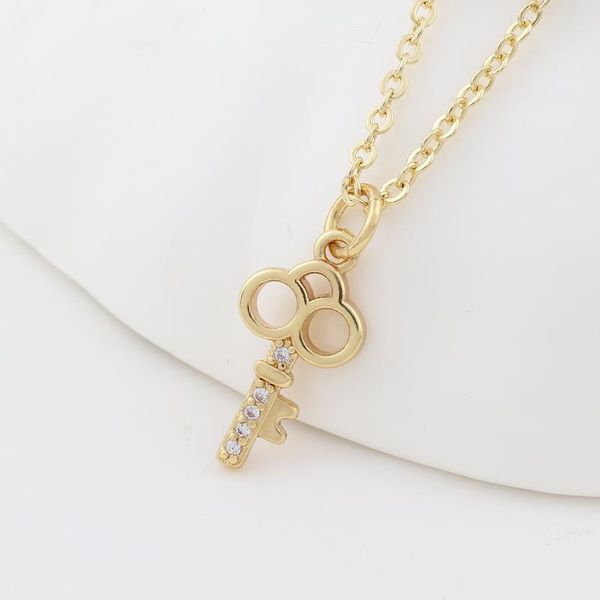 

pendant necklaces fashion hollow heart key pendants chain short women gold color necklace jewelry romantic gift for lovers, Silver