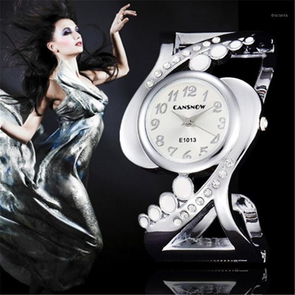 

wristwatches watches for women silver cuff bangle wristwatch shiny rhinestone ladies dress quartz saats zegarek damski, Slivery;brown