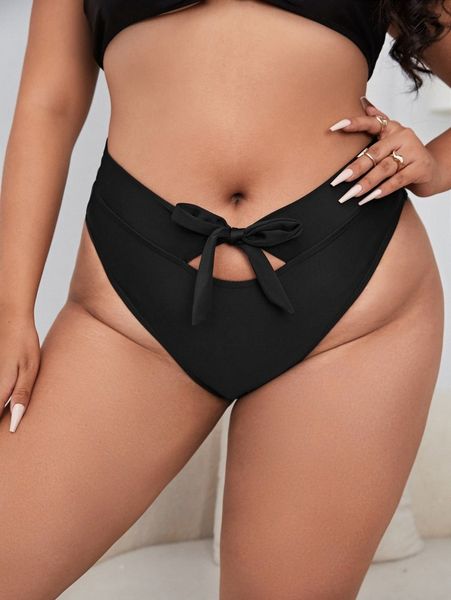 

plus tie front bikini bottom f7av#, Black