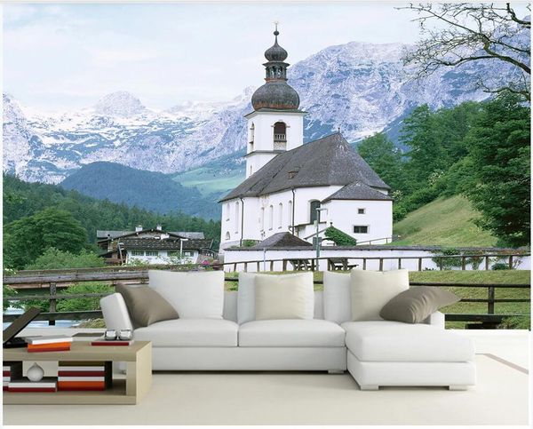 

wallpapers 3d wallpaper custom po snow mountain european architectural landscape living room wall murals for walls 3 d