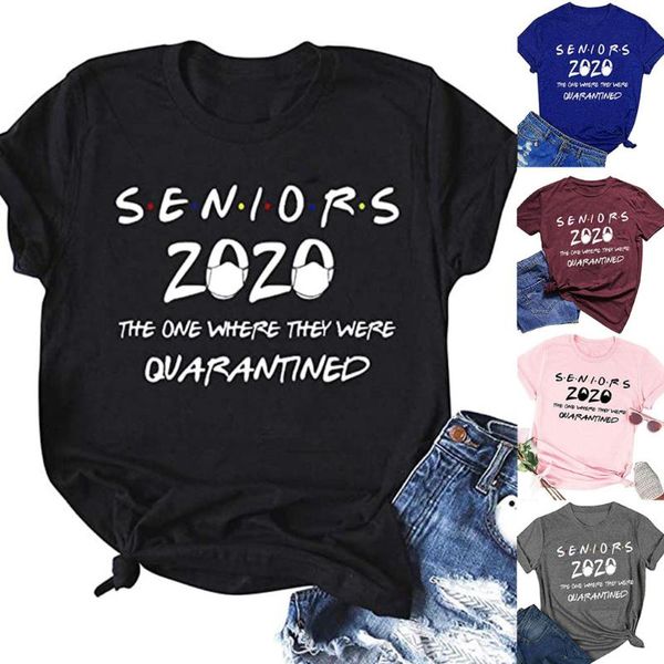 

plus size summer women blouse letters 'seniors 2021' print shirt short sleeve women's blouses & shirts, White