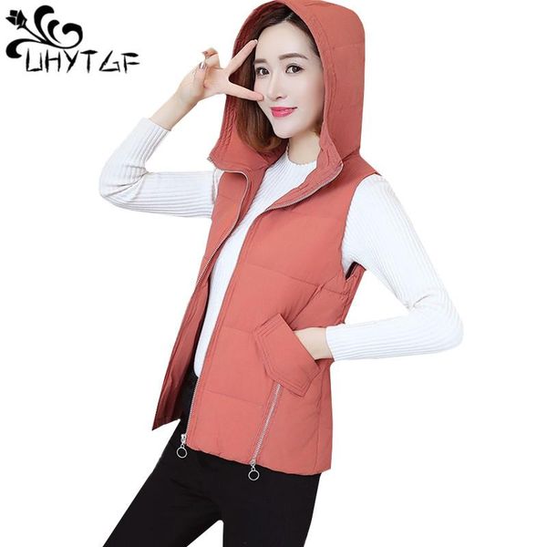 

women's vests uhytgf autumn jacket down cotton sleeveless vest female student short hooded women plus size ladies 585, Black;white