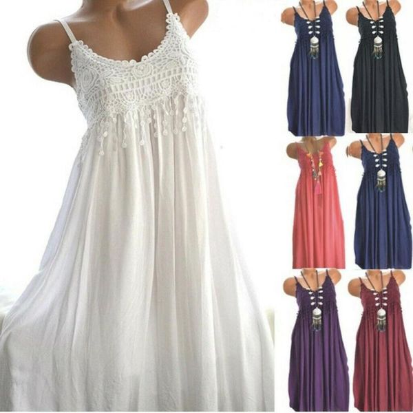

casual dresses women's fashion sleeveless summer tassel cotton tank long dress, Black;gray